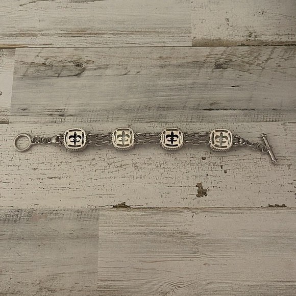 Beautiful Judith Ripka Silver Hematite Doublet Diamonique Toggle Bracelet. - Picture 3 of 8